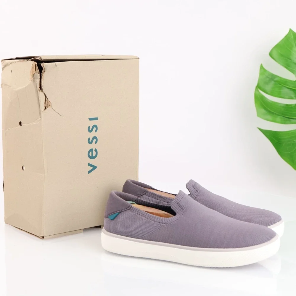 Vessi Womens Boardwalk Slip-On Sneakers Size 7 Waterproof Gray Granite Flat Shoe